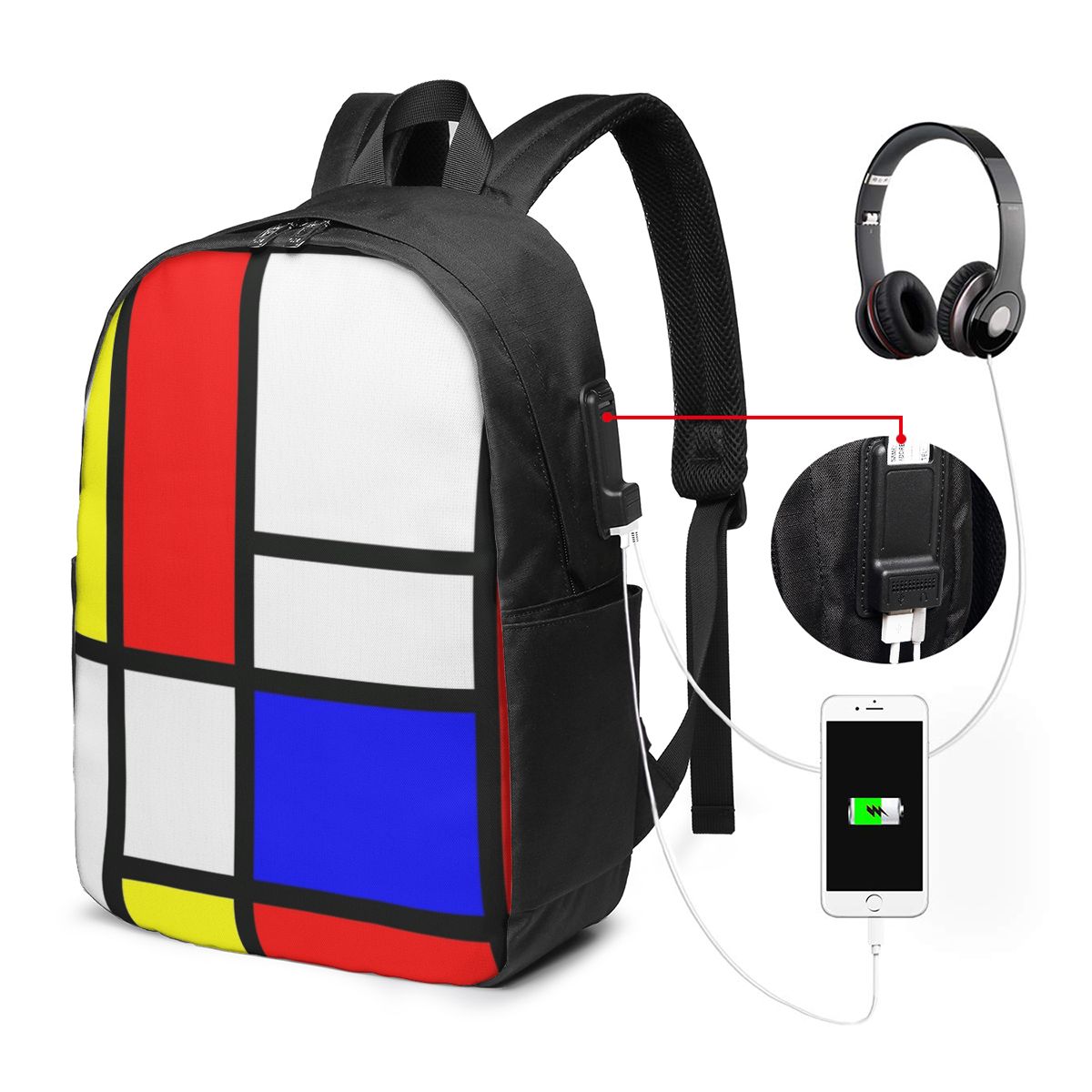 Mochila Piet Mondrian Composit - Women Bags Laptop avaliação e preço