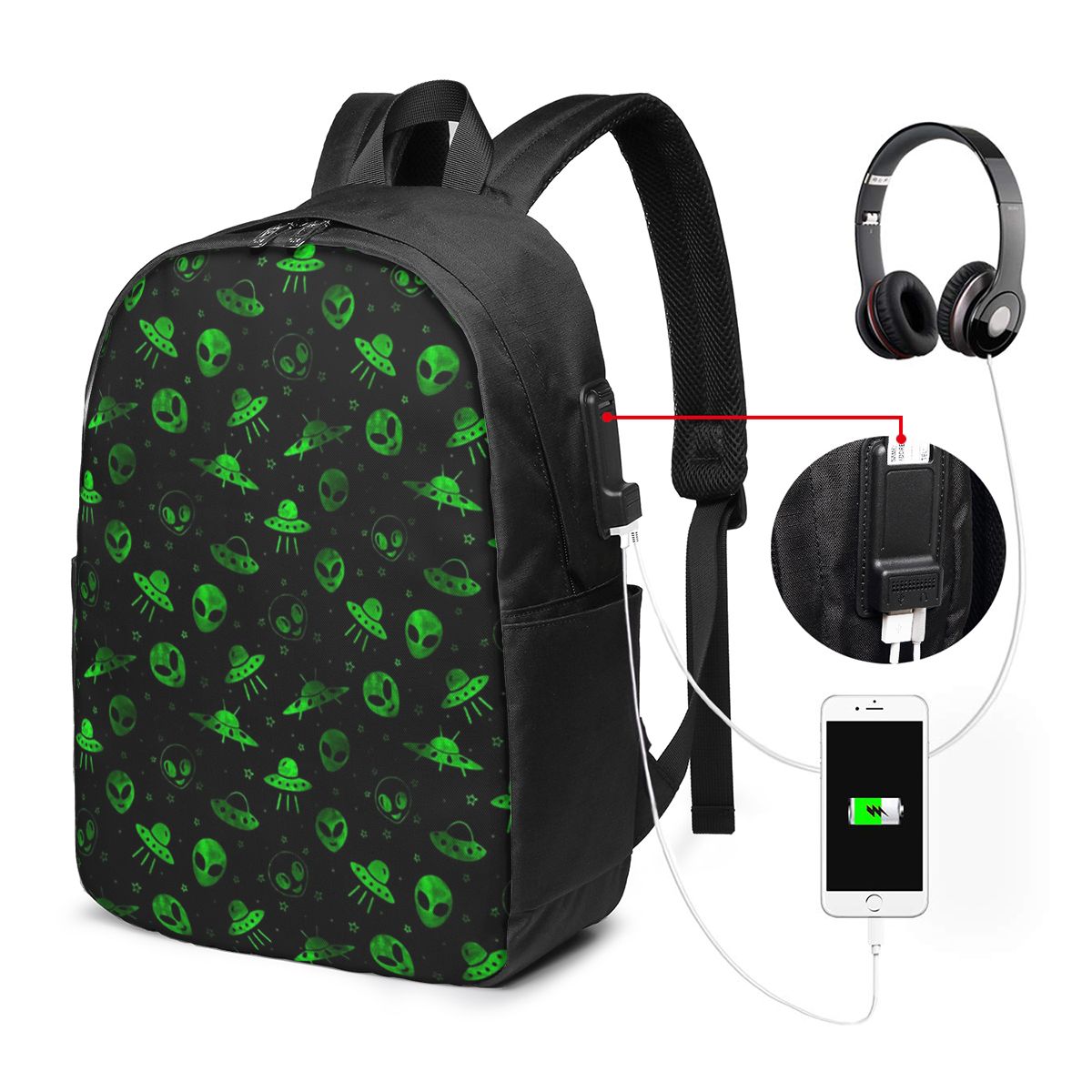 Mochila com estampa de alieníg - Women Bags Laptop avaliação e preço